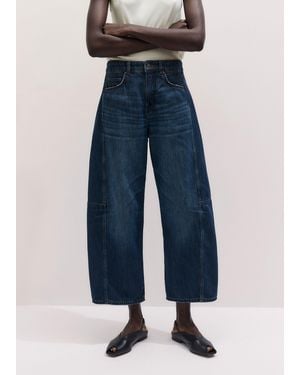 ME+EM Cropped Exaggerated Tapered Jean Authentic Dark Wash - Blue