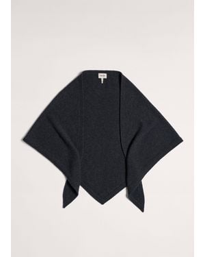 ME+EM Cashmere Triangle Knit Scarf Charcoal Melange - Blue