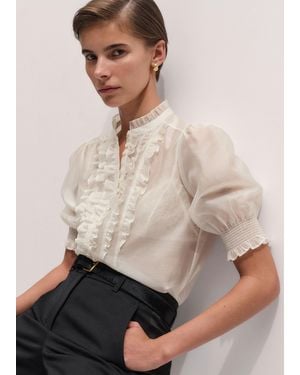 ME+EM Frill Detail Blouse + Cami - Natural