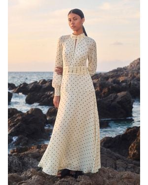 ME+EM Silk Polka Dot Maxi Dress + Corsage - Natural