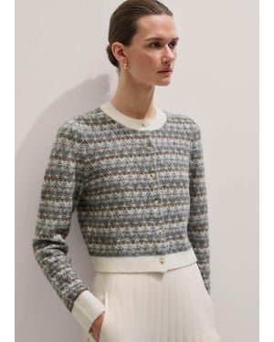 ME+EM Jacquard Knit Crop Cardigan - Grey