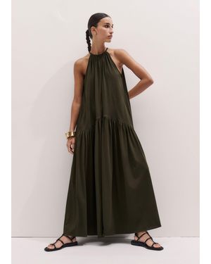 ME+EM Gathered Halterneck Maxi Dress Rich - Green