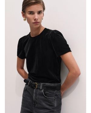 ME+EM Velour Pouf Sleeve Tee - Black
