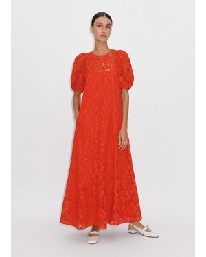 ME+EM Statement Guipure Lace Maxi Dress - Red