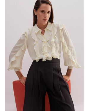 ME+EM Silk Ruffle Crop Blouse - Natural