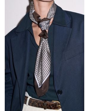 ME+EM Reversible Geometric Print Scarf Chambray-Dark Cocoa - Blue