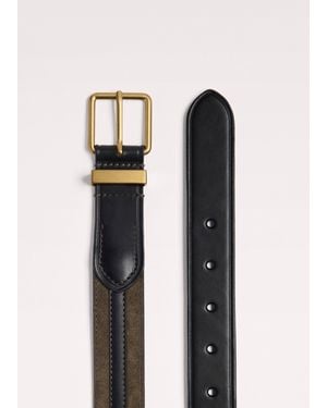 ME+EM Stripe Leather Belt - Black
