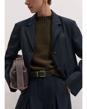 ME+EM Pinstripe Short Intelligently Oversized Blazer - Grey