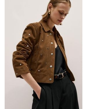 ME+EM Relaxed Embellished Stud Jacket - Brown