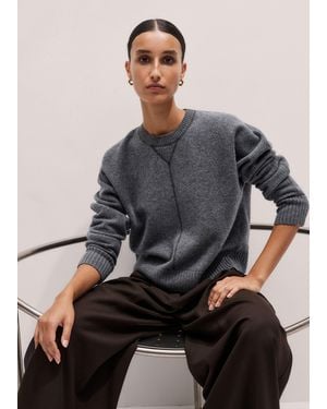 ME+EM Felted Merino Relaxed Knit Sweatshirt - Grey