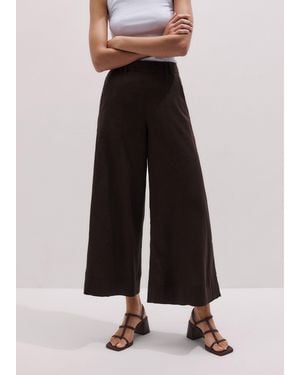 ME+EM Crease-Less Linen Cropped Wide Leg Trouser - White