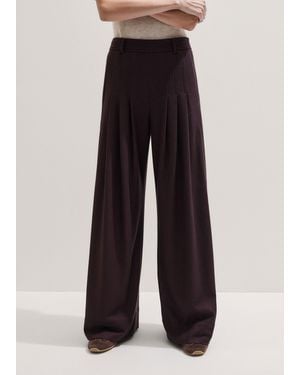 ME+EM Wide Multi Pleat Trouser - Blue