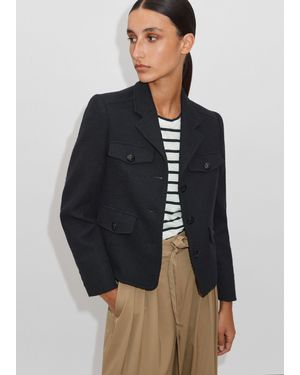 ME+EM Bracelet Sleeve Boucle Crop Jacket - Black