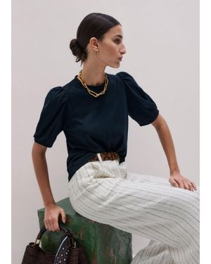 ME+EM Pouf Sleeve Swing Top - Blue