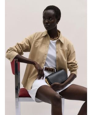ME+EM Luxe Suede Straight Shirt - Multicolor