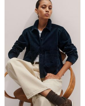 ME+EM Cotton Cord Boxy Shirt - Blue