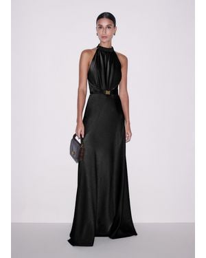 ME+EM Beautifully Draped Full Length Dress - Black