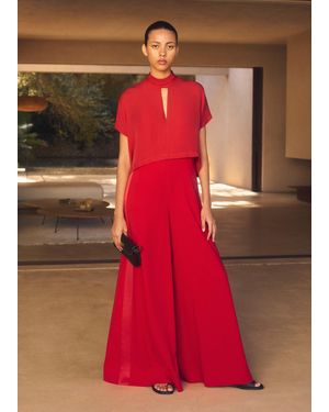 ME+EM Wide Leg Jumpsuit + Silk Top - Red