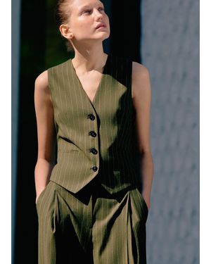 ME+EM Pinstripe Tailored Waistcoat - Green