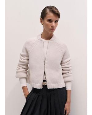 ME+EM Chunky Wool Cotton Knit Bomber - Natural