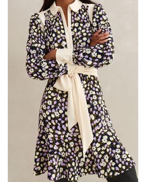 ME+EM Spring Garden Print Fit And Flare Short Dress + Belt - Natural
