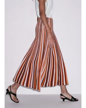 ME+EM Metallic Textured Stripe Knit Maxi Skirt - White
