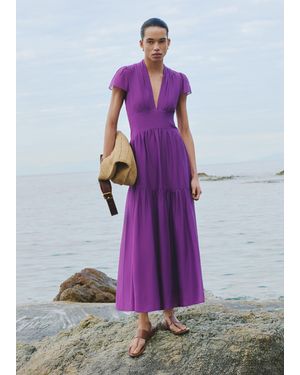 ME+EM Silk Cotton Fit And Flare Maxi Dress - Purple