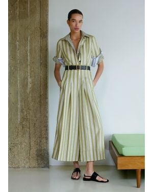 ME+EM Stripe Wide Leg Cropped Jumpsuit-Multi - Green
