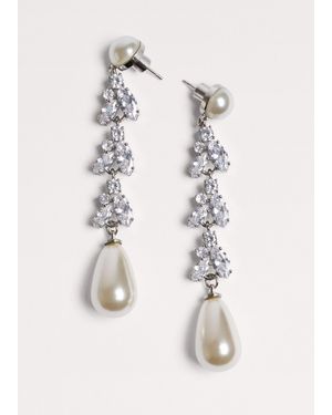 ME+EM Crystal + Faux Pearl Drop Earrings - Natural