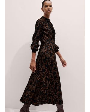 ME+EM Floral Scroll Print Maxi Dress + Tie - Black