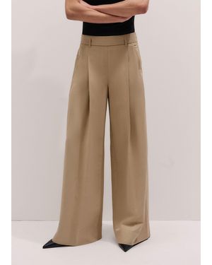 ME+EM Wide Leg Pleat Trouser - Natural