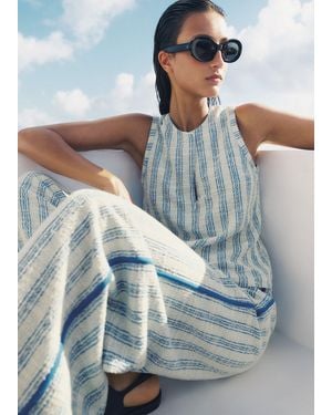 ME+EM Textured Stripe Swing Top/Cream - Blue