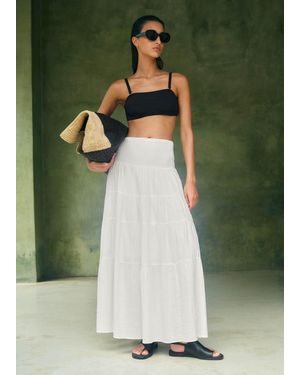 ME+EM Cheesecloth Tiered Maxi Skirt - Green