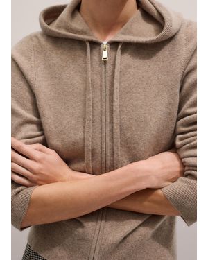 ME+EM Cashmere Two Way Zip Straight Hoody Hazelnut Melange - Brown