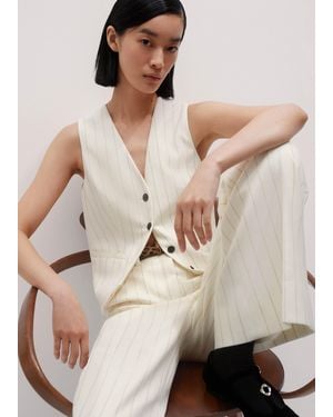 ME+EM Metallic Pinstripe Tailored Vest - Natural