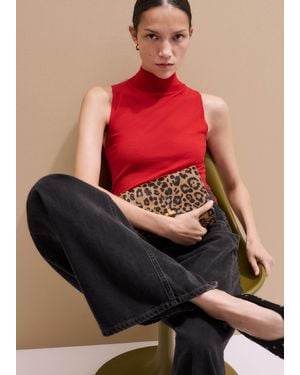 ME+EM Superfine Merino Knit Halterneck Top - Red