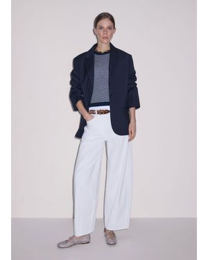 ME+EM Textured Stripe Tapered Trouser - Blue
