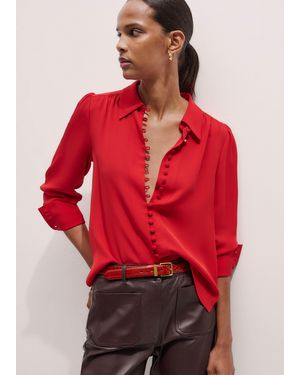 ME+EM Silk Button Layering Shirt + Tie - Red