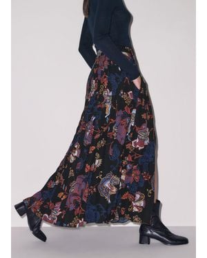ME+EM Grand Paisley Print Pleated Maxi Skirt - Blue