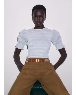 ME+EM Soft Cotton Contrast Stitch Top - White