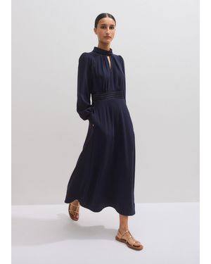 ME+EM Crepe Ladder Trim Maxi Dress - Blue