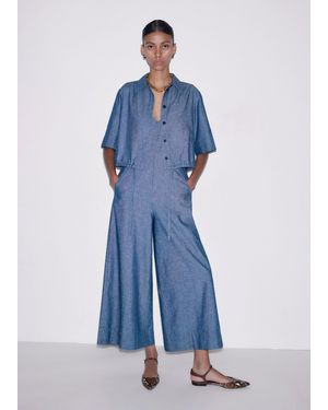 ME+EM Two Piece Denim Jumpsuit + Shirt - Blue