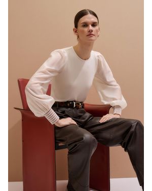 ME+EM Feature Cuff Layering Blouse - Brown
