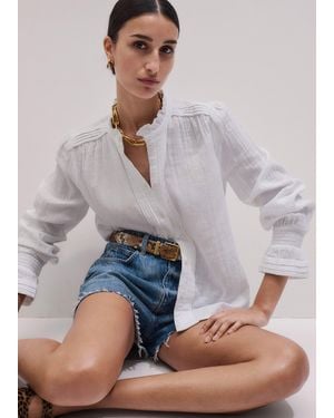 ME+EM Cheesecloth Pleat Detail Blouse - White