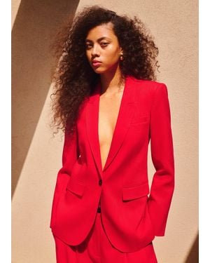 ME+EM Pop Color Sharp Shoulder Straight Blazer - Red