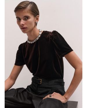 ME+EM Velour Pouf Sleeve Tee - Black