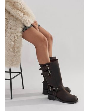 ME+EM Knee-High Biker Boot - Brown