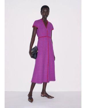 ME+EM Fringe Detail Fit And Flare Midi Dress - Purple
