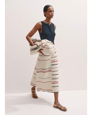 ME+EM Cotton Bouclé Stripe Knit Maxi Skirt - Natural