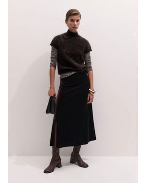 ME+EM Fluid Velour Midi Skirt - Black